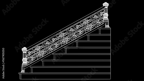 Staircase Balustrade Designs 2D vector
