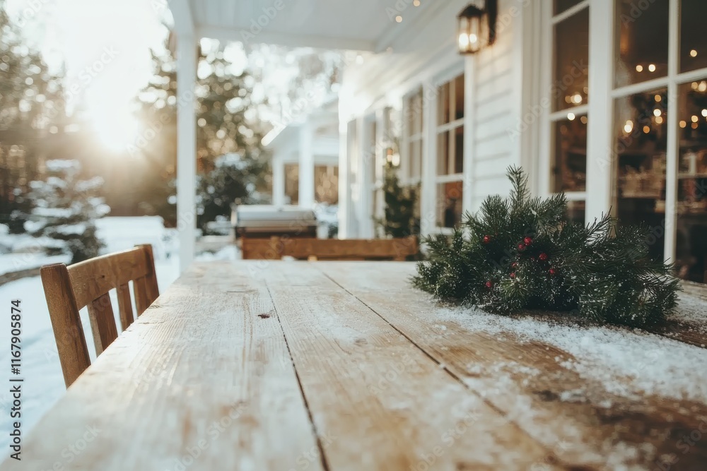 Winter warmth and festive cheer at a cozy cabin retreat surrounded by snowy woods Winter warmth and festive cheer at a cozy cabin retreat surrounded by snowy woods