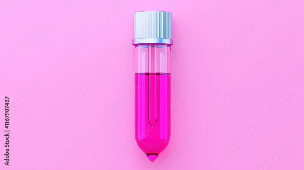 Test Tube with Pink Liquid Isolated on Pink Background Test Tube with Pink Liquid Isolated on Pink Background