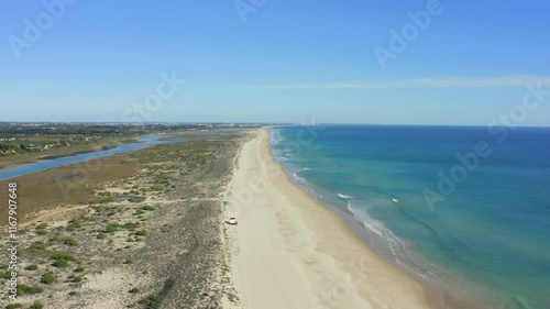 Aerial stunning views of Terra Estreita beach and Ria Formosa reverse scenery, Tavira Algarve photo