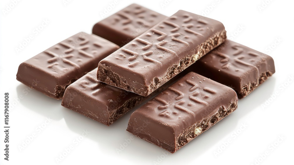 Close-up of chocolate wafers isolated on white background Close-up of chocolate wafers isolated on white background