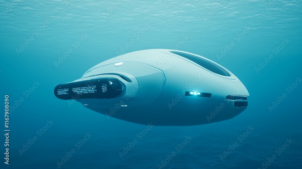 Futuristic Autonomous Marine Vessel for Oceanographic Research - 3D Render Digital Artwork Futuristic Autonomous Marine Vessel for Oceanographic Research - 3D Render Digital Artwork
