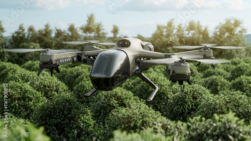 Wallpaper Mural Futuristic Agricultural Drone Utilizing Multi-Spectral Imaging for Optimal Crop Management - 3D Render Digital Artwork Ultra-Detailed Torontodigital.ca