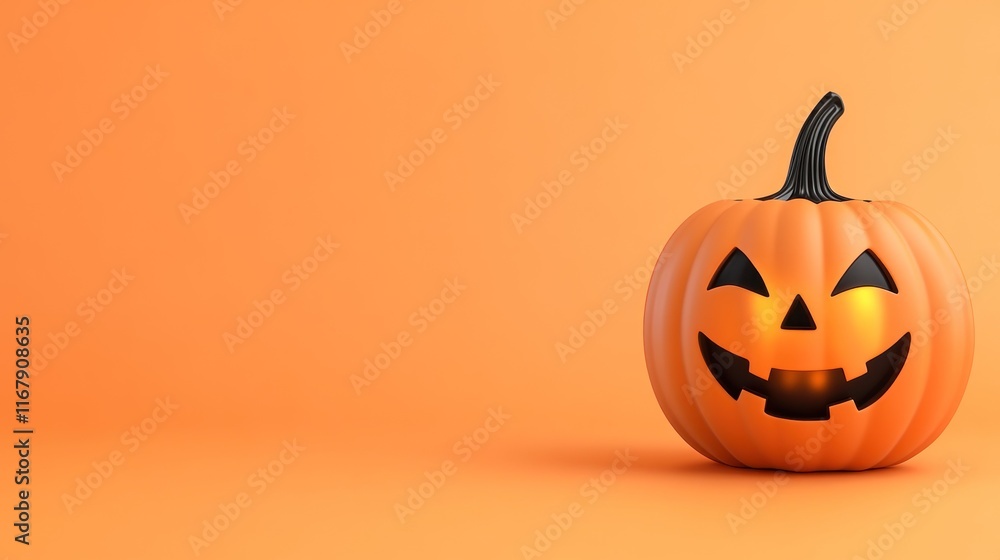A glowing jack-o'-lantern on an orange background for Halloween. A glowing jack-o'-lantern on an orange background for Halloween.