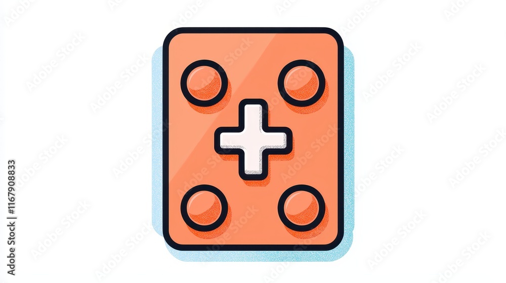 Fototapeta premium Orange Plus Sign Icon with Circular Dots for Modern Design Elements
