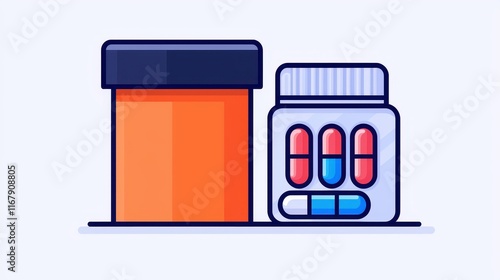 Wallpaper Mural Colorful Illustration of Medicine Bottles and Capsules on a Surface Torontodigital.ca