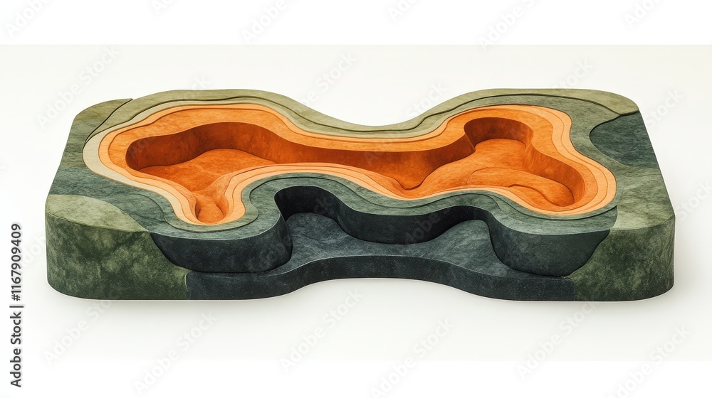 Obraz premium Abstract landscape model with layered earth tones.