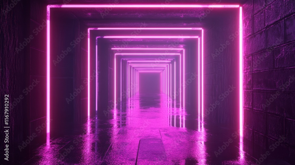 Neon Tunnel in a Glowing City Neon Tunnel in a Glowing City