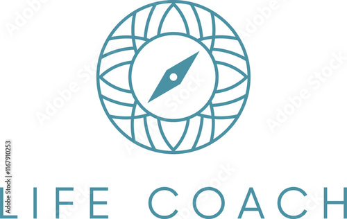 Simple compass life line art logo design