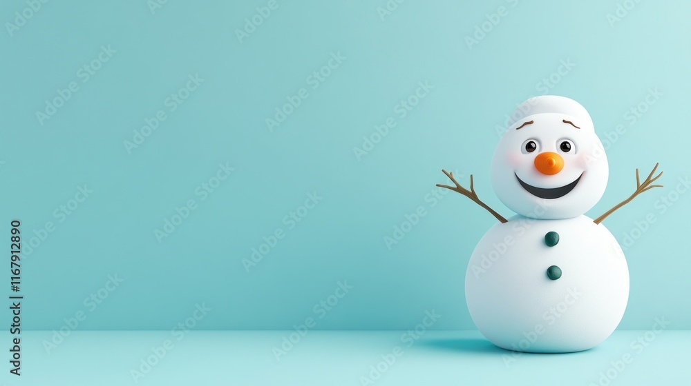 A cheerful snowman with a smiling face and outstretched arms. A cheerful snowman with a smiling face and outstretched arms.