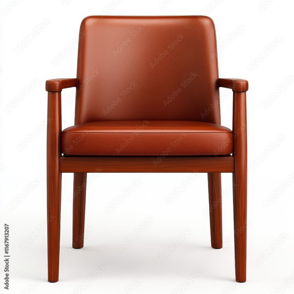 Modern Brown Leather Chair with Wooden Legs and Simple Design Modern Brown Leather Chair with Wooden Legs and Simple Design