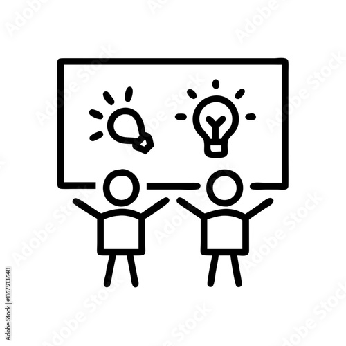 Young Entrepreneurs Pitching Ideas concept as Two lively kids present their startup ideas on a digital screen with a bokeh effect capturing their enthusiasm and creativity in a dynamic scene. in  Phot