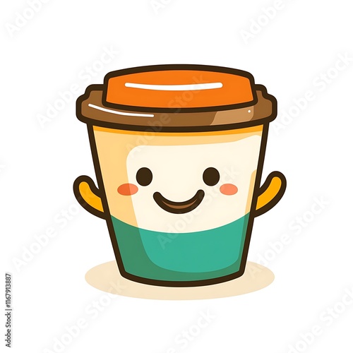 Cheerful coffee cup character digital illustration playful design photo