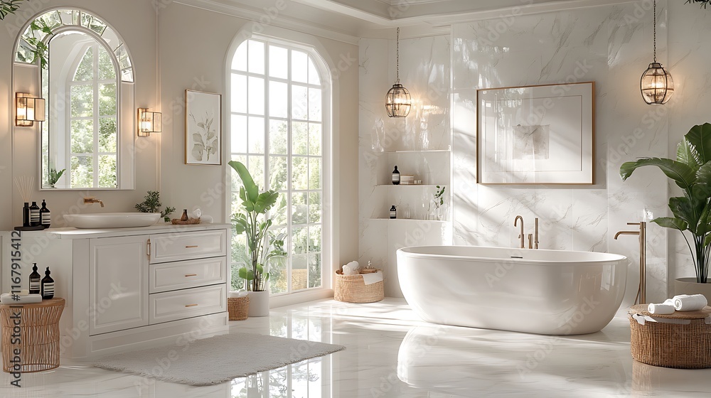 Relaxing bathroom design modern home interior photography bright space