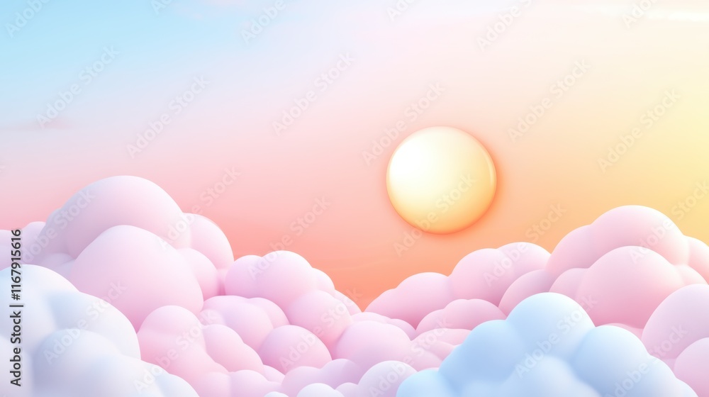 Dreamy sunset over soft pastel clouds with gentle color gradients Dreamy sunset over soft pastel clouds with gentle color gradients