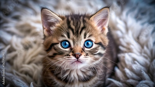 Wallpaper Mural A charming gray tabby kitten, fluffy and blue-eyed, smiles adorably. Torontodigital.ca