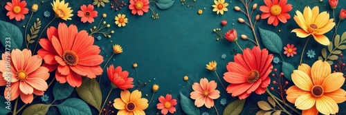 Wallpaper Mural Bold retro floral circles, lush blooms in muted tones, illustration, element Torontodigital.ca