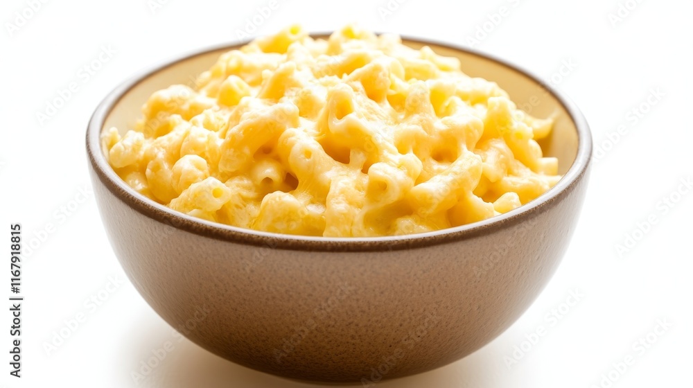 Creamy mac and cheese in a bowl, isolated on white background Creamy mac and cheese in a bowl, isolated on white background
