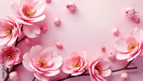 Delicate pink floral pattern on soft background, summer, shabby chic