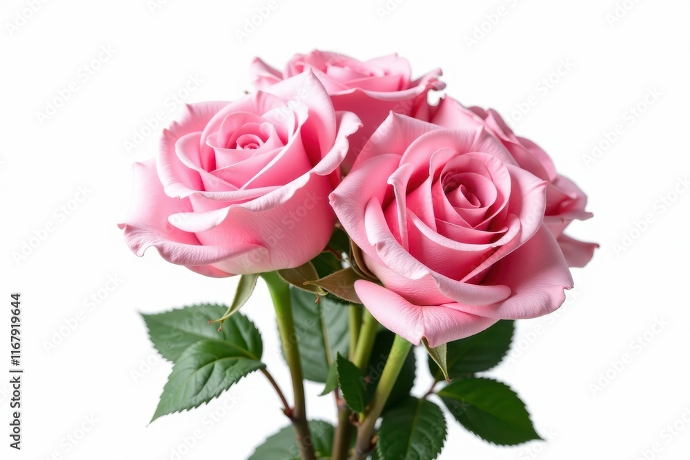 Elegant pink rose bouquet, isolated on pure white, pink roses, nature Elegant pink rose bouquet, isolated on pure white, pink roses, nature