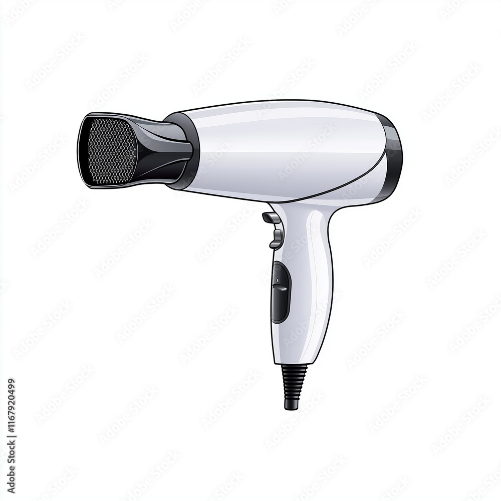 Fototapeta premium Professional Silver Electric Hairdryer: Styling with Precision