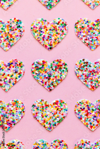 Glitter Rainbow Hearts