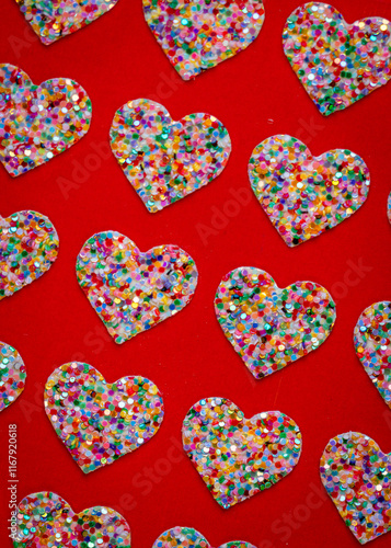 Multicolor Glitter Hearts