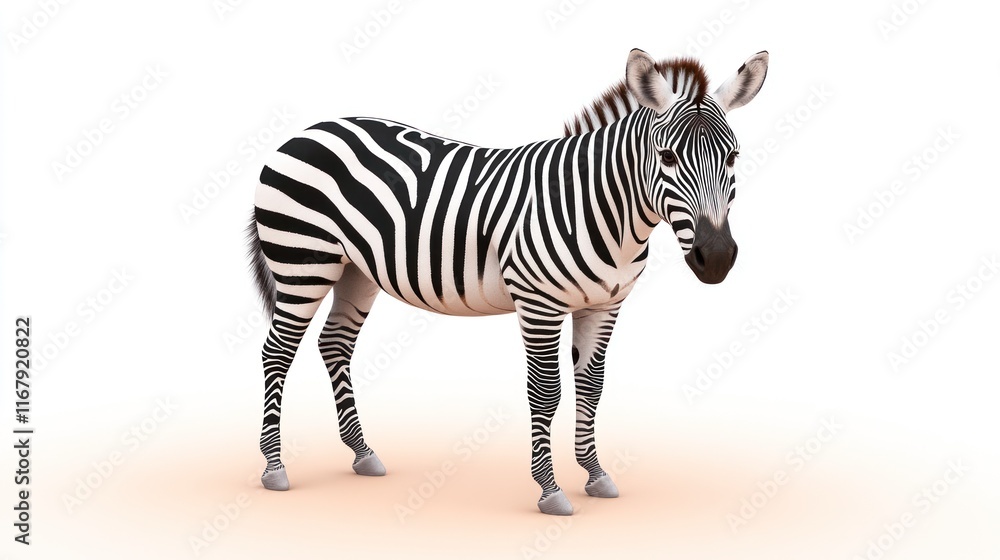 A 3D illustration of a zebra standing against a white background. A 3D illustration of a zebra standing against a white background.