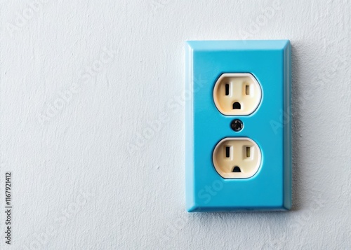 A close-up of a clean white electrical outlet against a stark white background. photo