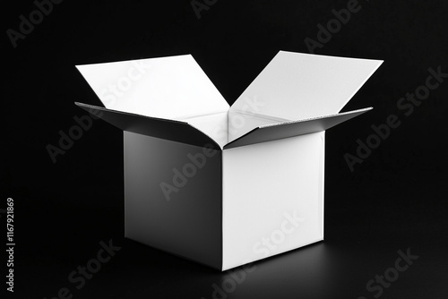 White box flipping open isolated on a black background