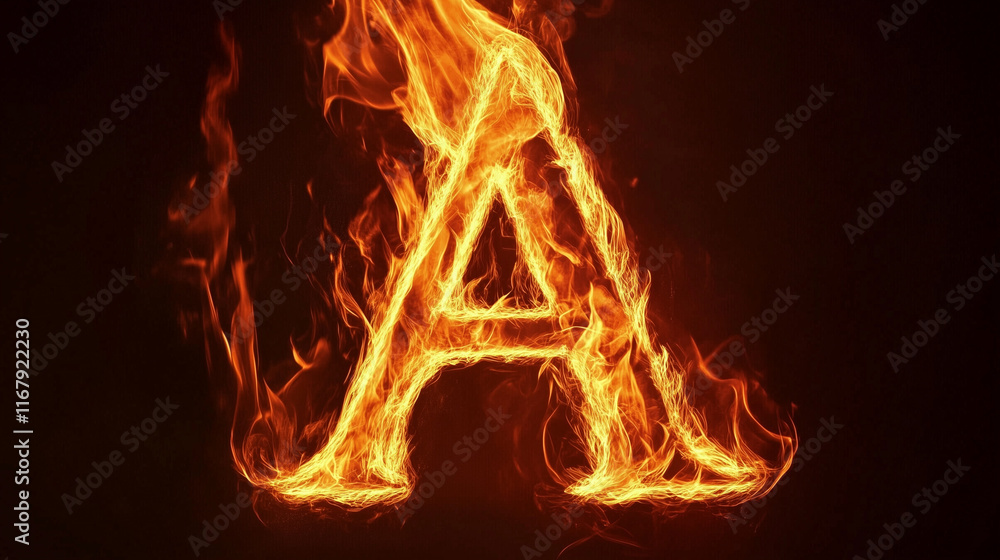 Fototapeta premium Fire letter A isolated black
