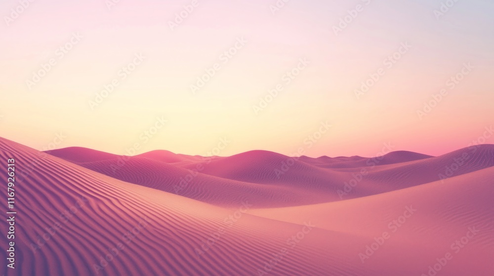 Obraz premium Harmonious Futuristic Desert Landscape with Silhouettes in Symmetry under Dusky Glow