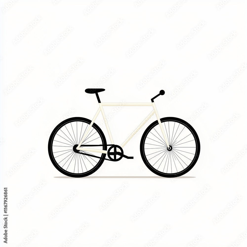 Stylish Biking: Retro Bicycle in Colorful Design on White Stylish Biking: Retro Bicycle in Colorful Design on White
