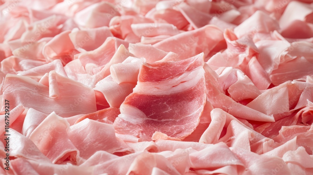 A pile of sliced ham A pile of sliced ham