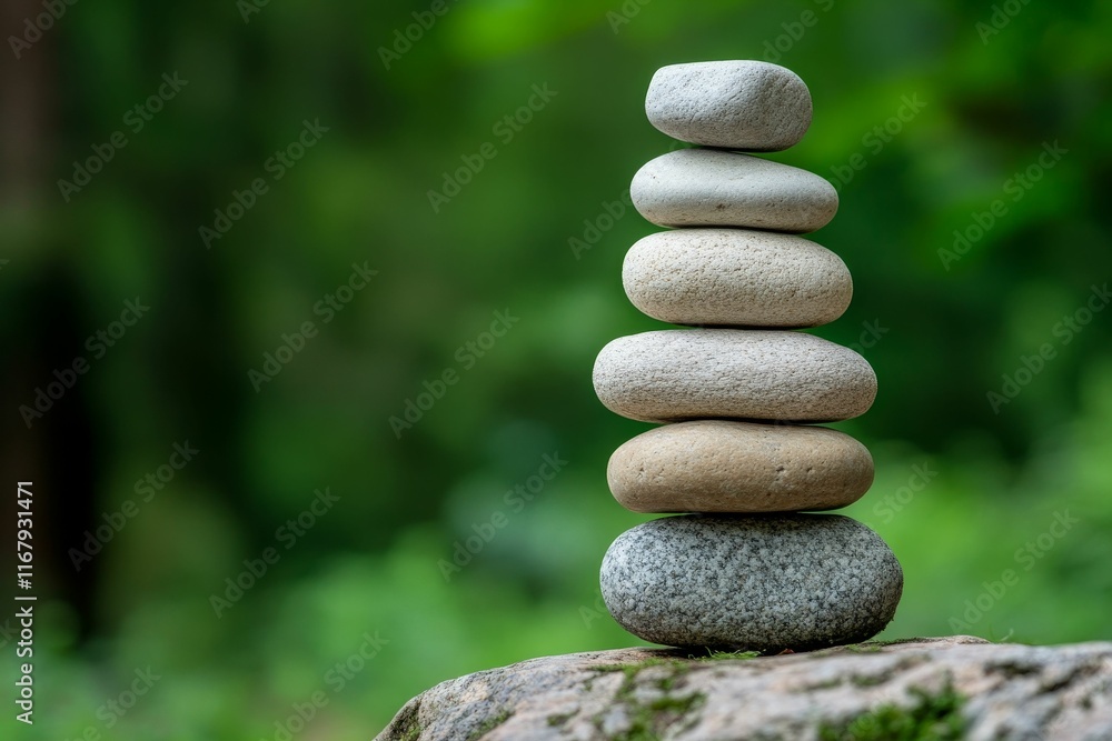 Stacked stones, nature background, serene balance. Stacked stones, nature background, serene balance.
