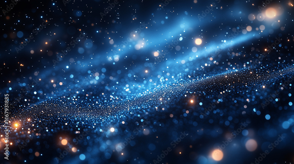 A dark navy blue background with soft, glowing silver light orbs scattered across the surface. with copy space for text A dark navy blue background with soft, glowing silver light orbs scattered across the surface. with copy space for text