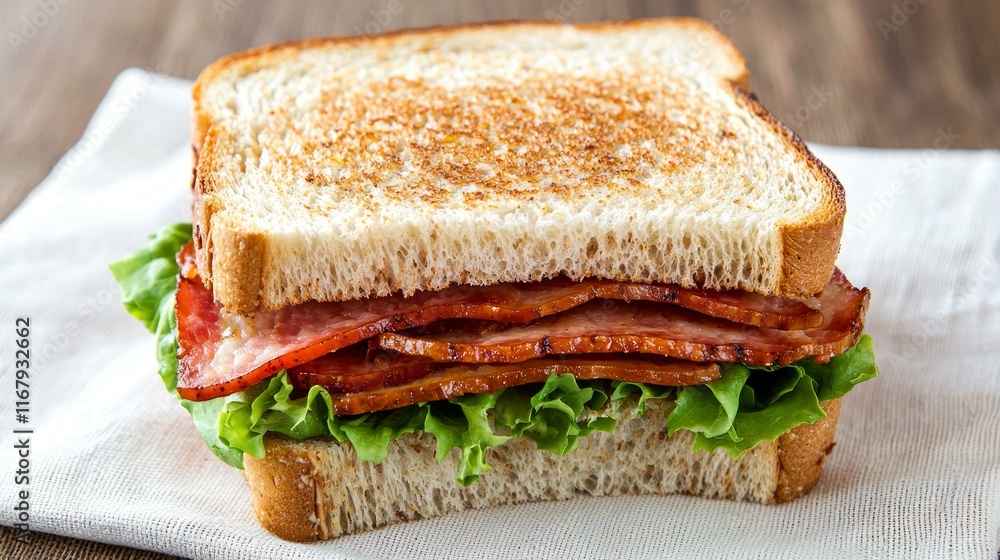 Vibrant Vegan BLT Delight on Linen Napkin for Lifestyle Cinematic Scene Vibrant Vegan BLT Delight on Linen Napkin for Lifestyle Cinematic Scene