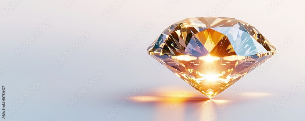 A stunning, sparkling diamond with warm golden hues, beautifully illuminated and set against a soft, neutral background. A stunning, sparkling diamond with warm golden hues, beautifully illuminated and set against a soft, neutral background.