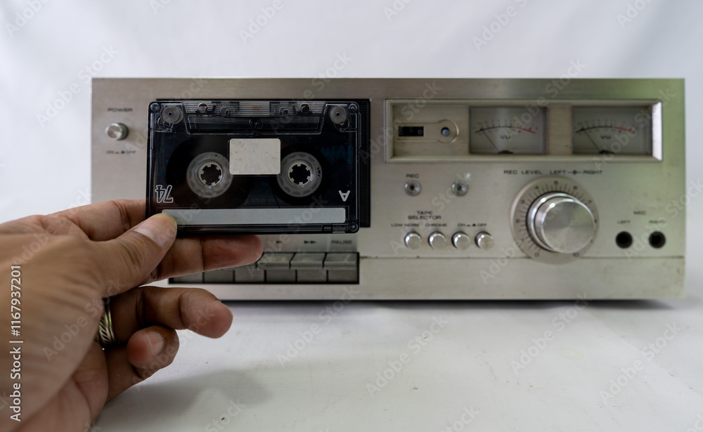 Obraz premium Professional Equipment Tape Deck for Cassette Tape with Multiple Controls