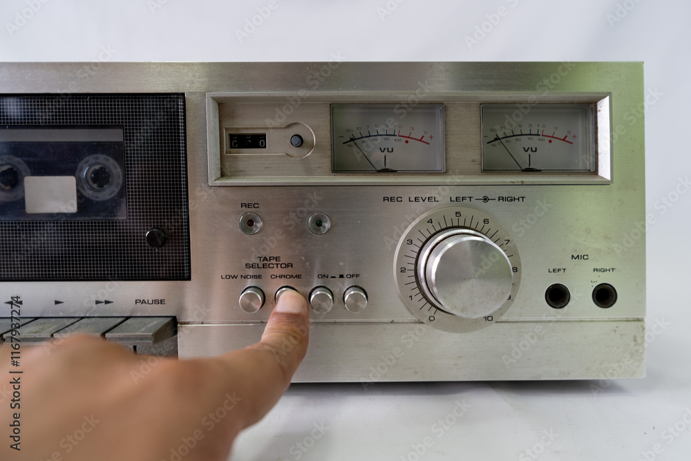 Obraz premium Professional Equipment Tape Deck for Cassette Tape with Multiple Controls