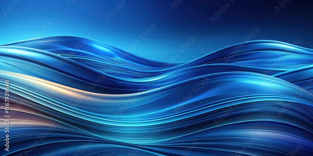 Fototapeta premium Abstract blue wavy background with dynamic waves and depth , digital, futuristic, vibrant, flowing, modern, technology, abstract