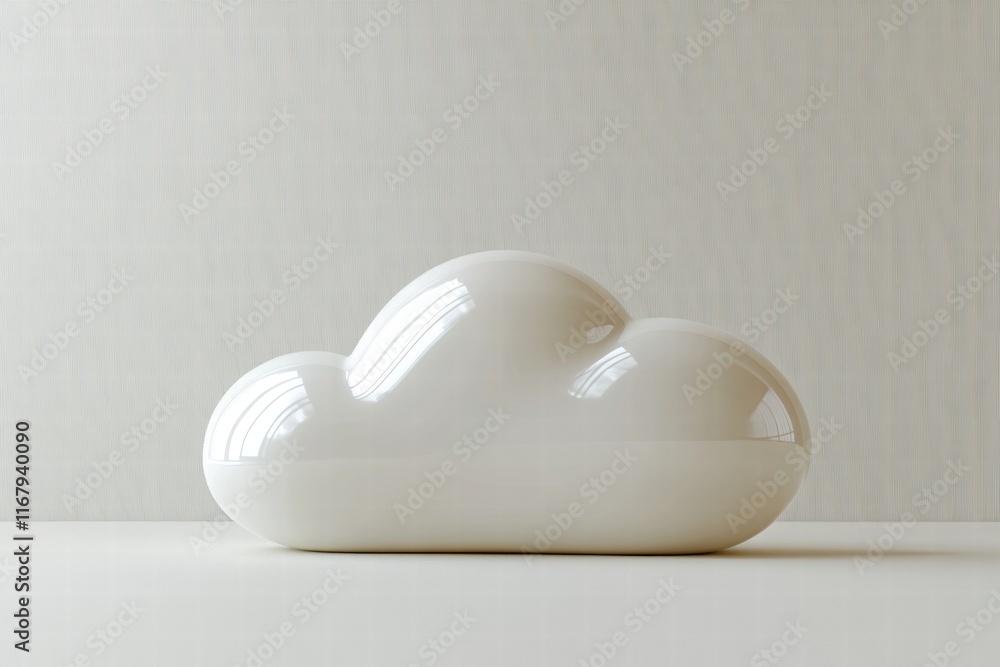 Soft White Cloud Sculpture on Minimalist Background in Modern Space Soft White Cloud Sculpture on Minimalist Background in Modern Space