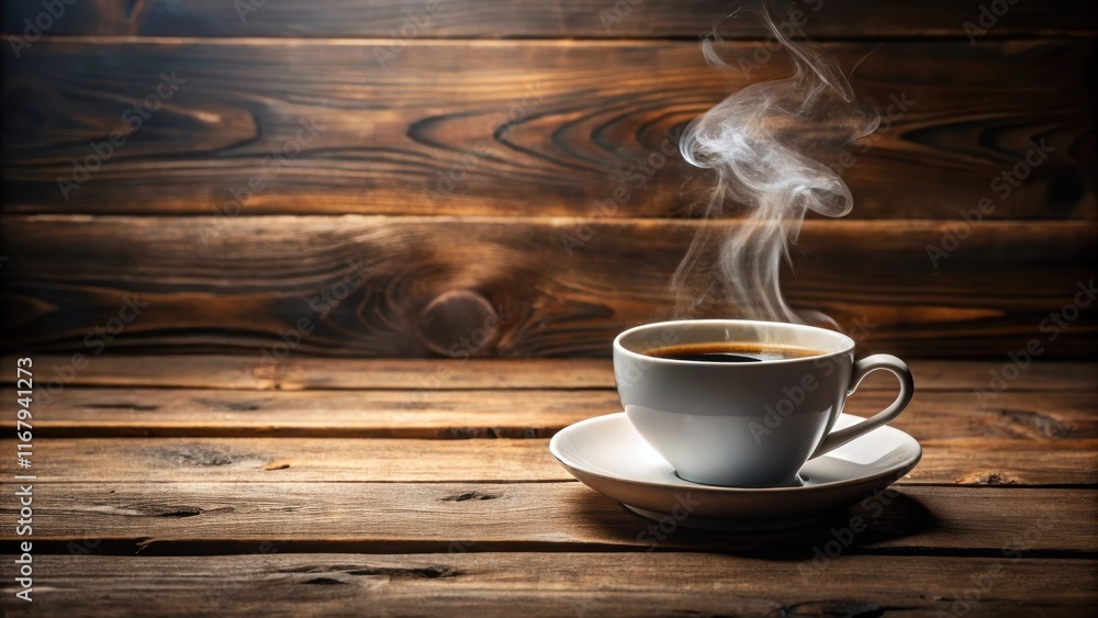 Steaming cup of freshly brewed coffee on wooden table, coffee, drink, beverage, caffeine, morning, aroma, hot, brew, latte