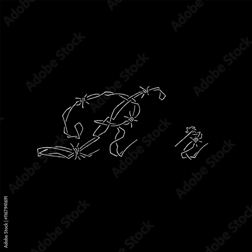 letter R Barbed wire hand drawing vector isolated on black background.