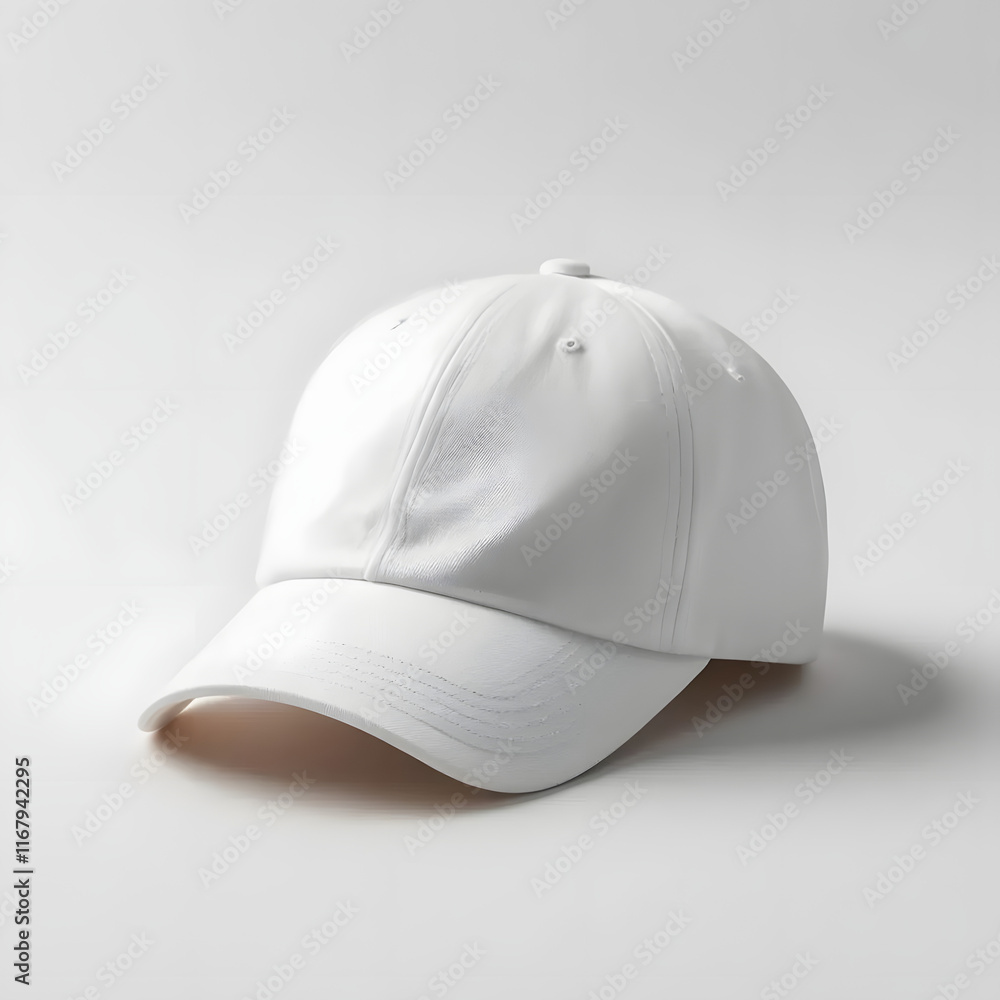 A plain white baseball cap with a smooth texture, perfect for branding, fashion, or promotional use. generative ai A plain white baseball cap with a smooth texture, perfect for branding, fashion, or promotional use. generative ai