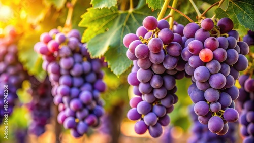 Wallpaper Mural Bunch of ripe purple grapes on a vine, grapes, fruit, vineyard, agriculture, organic, harvest, juicy, cluster, wine, delicious Torontodigital.ca