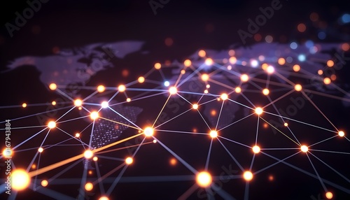 Wallpaper Mural A visual representation of technology connections, showcasing a network of interconnected nodes and lines in a futuristic, glowing style Torontodigital.ca