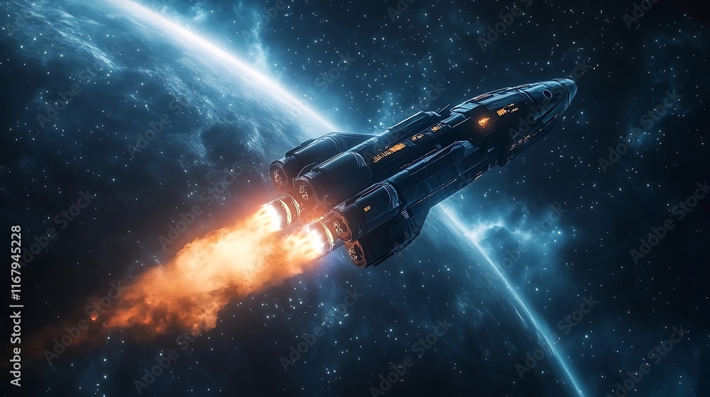Obraz premium Spaceship Launch: A Journey Beyond Earth