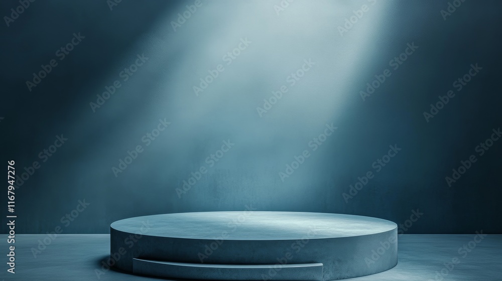 14.A simple 3D render of a minimal podium set against a smooth, gradient-colored background, with soft lighting casting gentle shadows on the podiumâ€™s surface. The scene is designed with a modern,