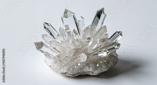 White theme crystal cluster on plain white background